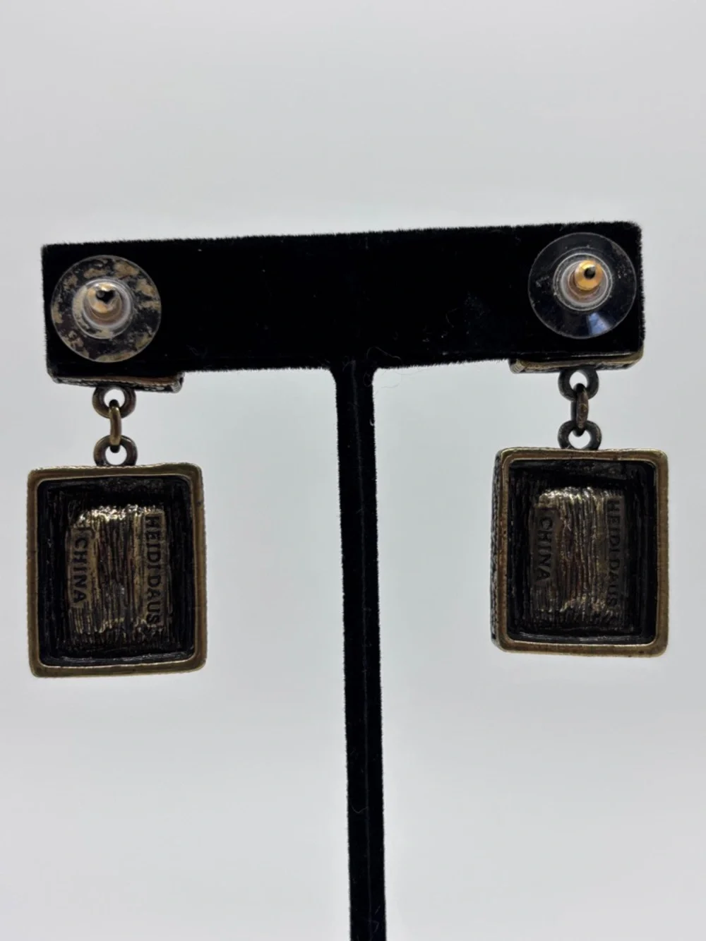 Heidi Daus Amber Swarovski‎ Crystal Drop Earrings with Green Accent